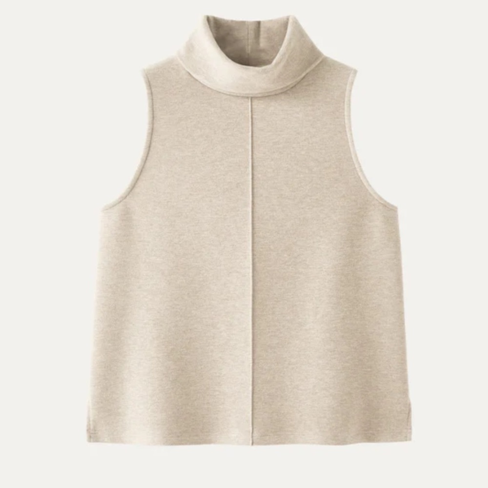 OGL Heather Beige FuzzLuxe Turtle Neck Split Hem Top